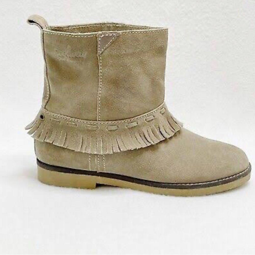 Free People | Coolway Boots Tan‎ Leather Suede Ankle Boots Leather Fringe A2